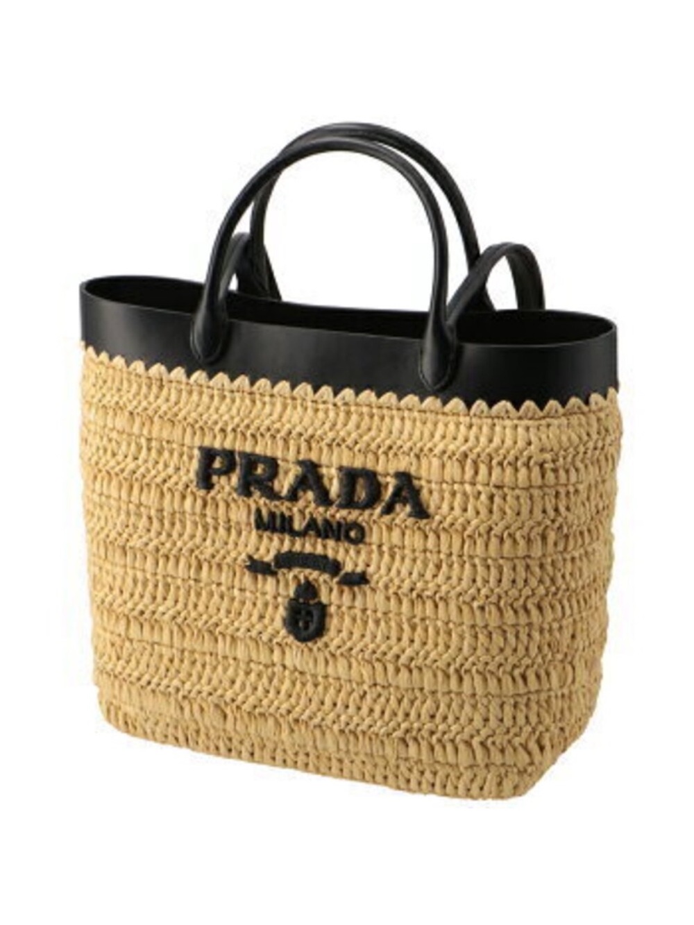 Prada Raffia Tote in Natural with Black Trim - Picture 2 of 7
